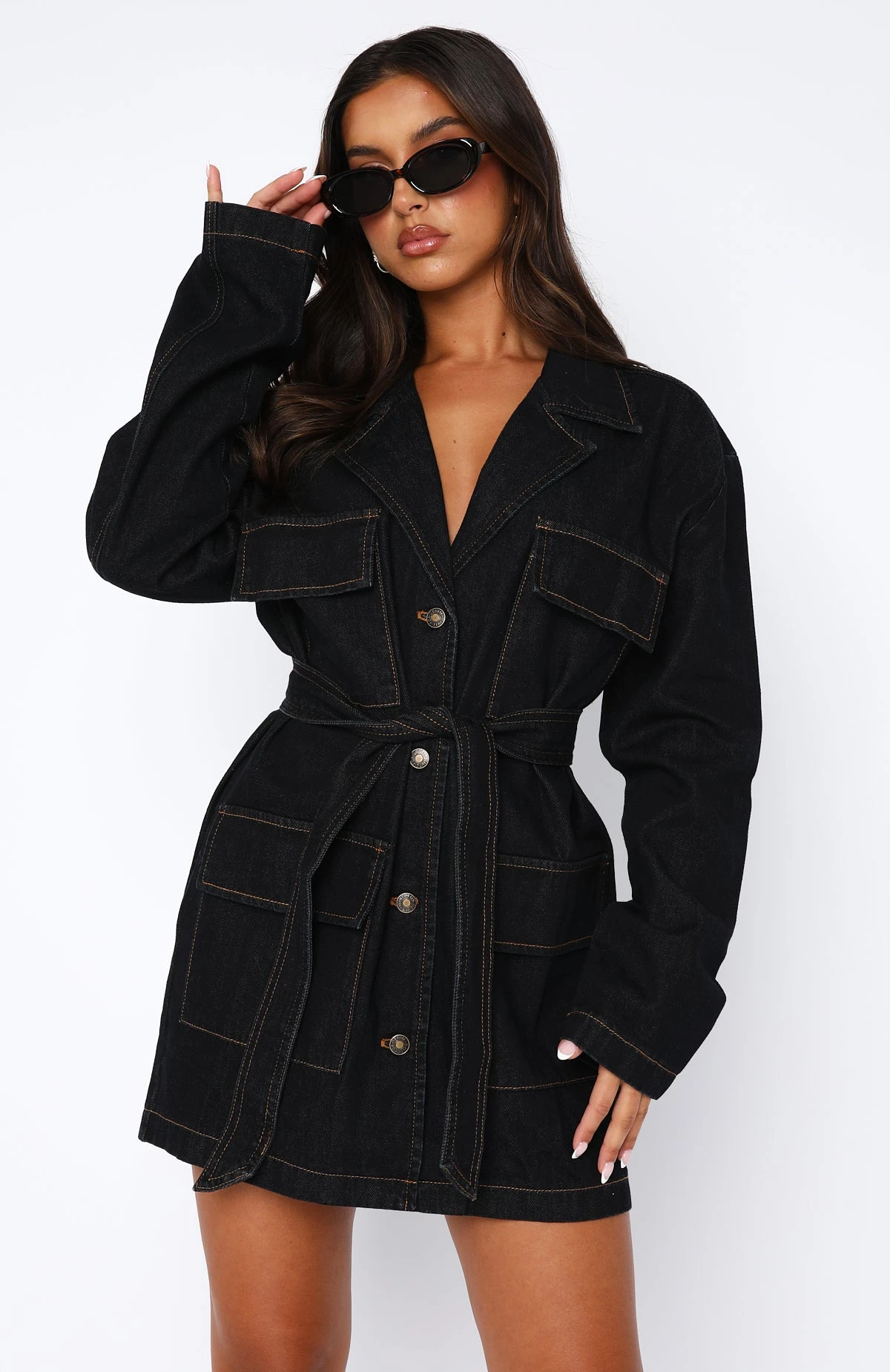 Sweet Moments Long Sleeve Denim Dress Indigo Wash - Image 2