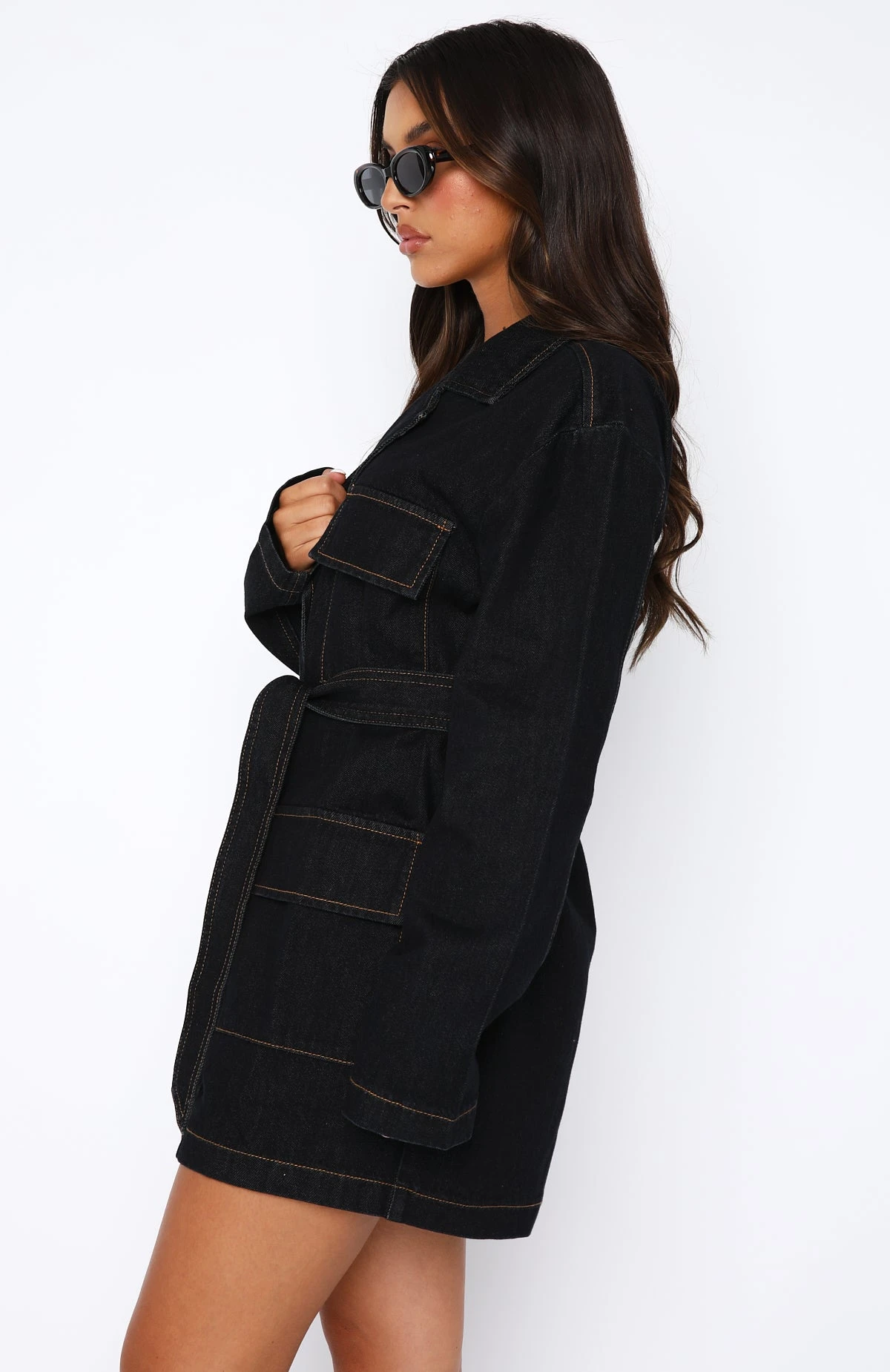 Sweet Moments Long Sleeve Denim Dress Indigo Wash - Image 3