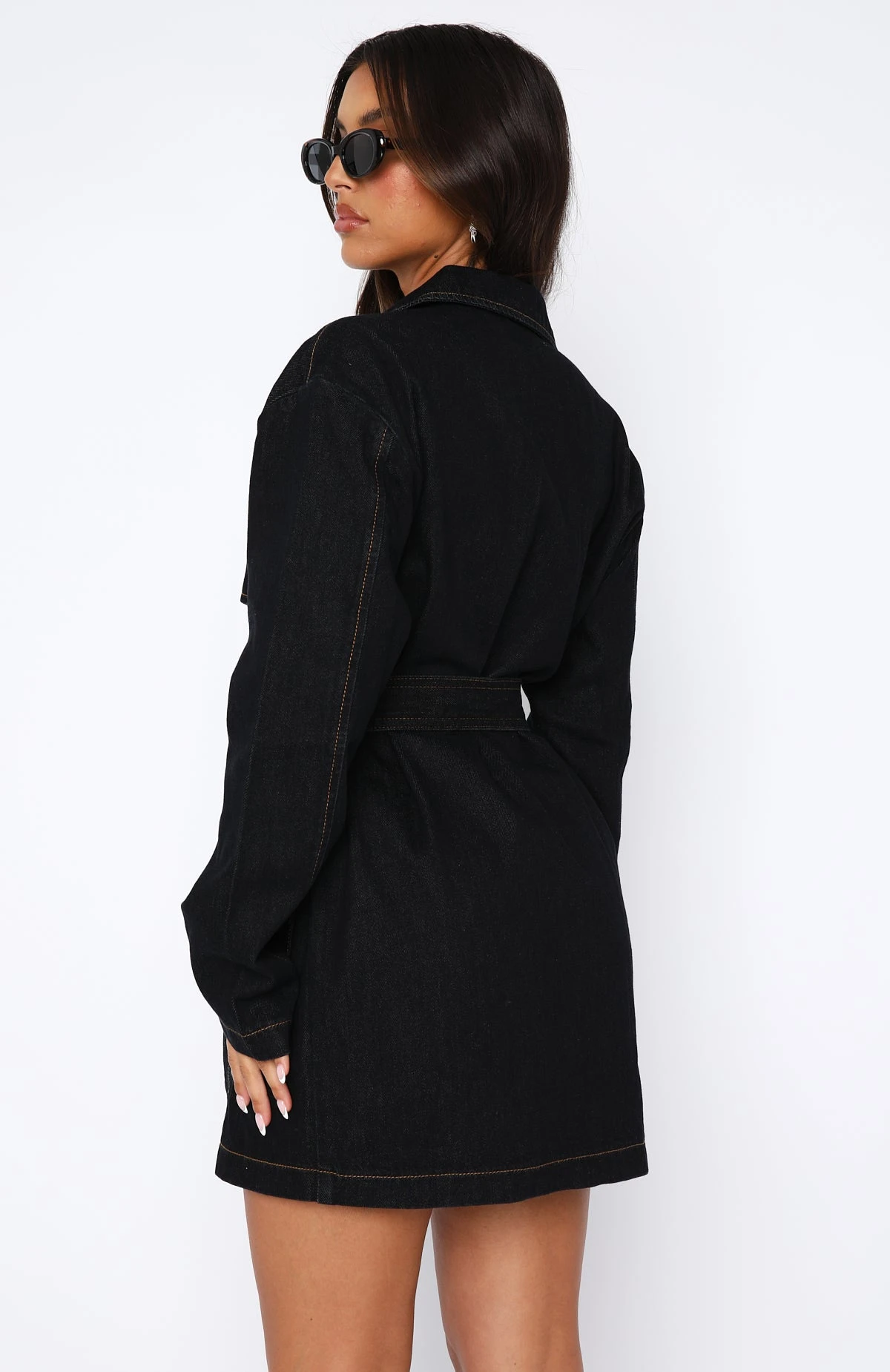 Sweet Moments Long Sleeve Denim Dress Indigo Wash - Image 4