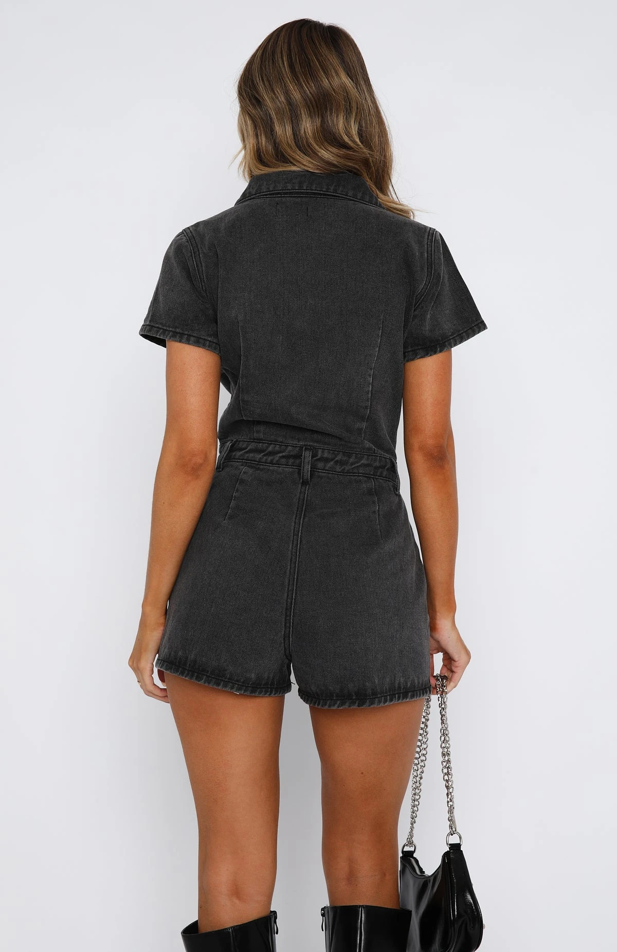 Made For Her Playsuit Black Acid Wash - Image 4