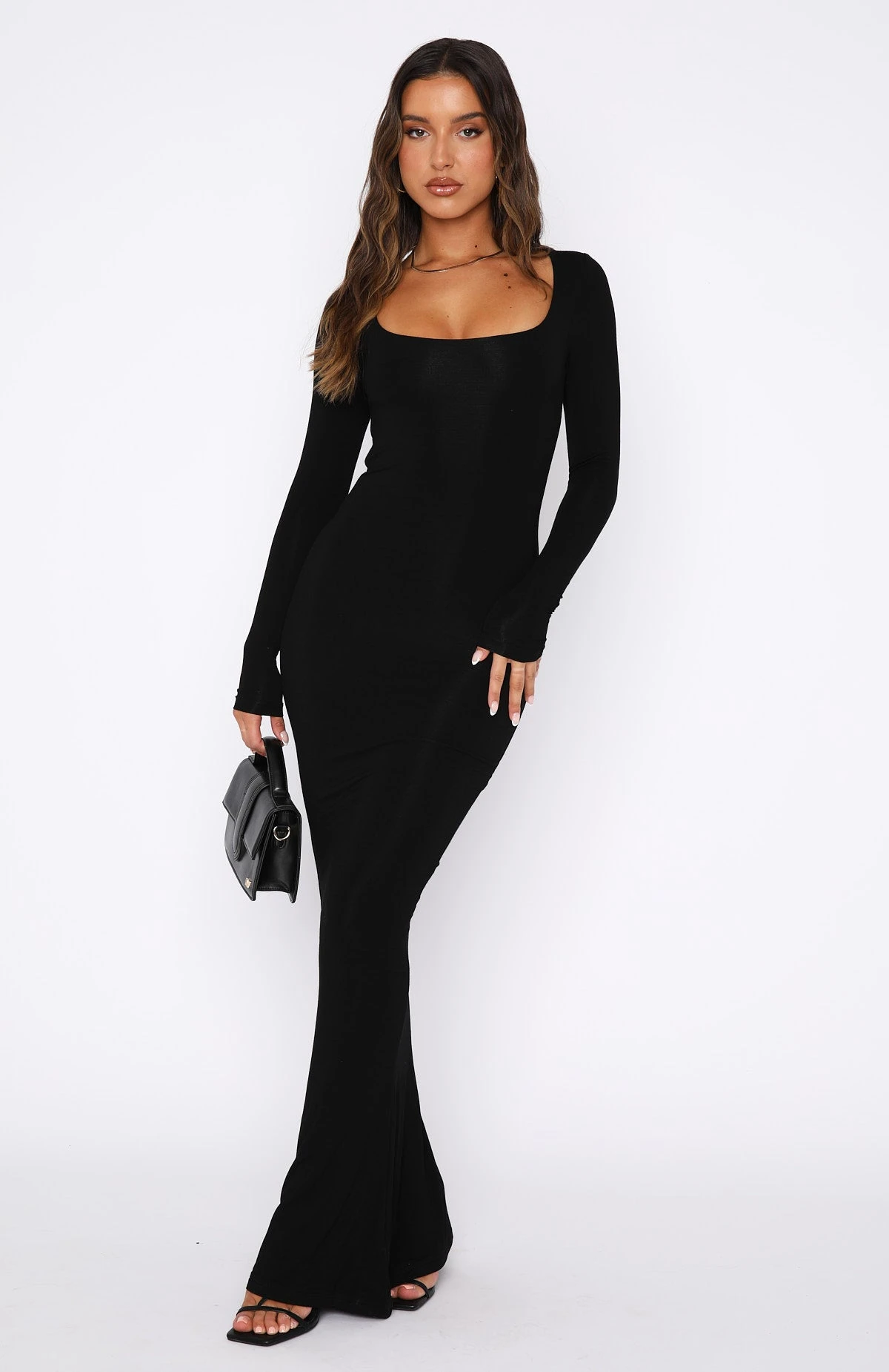 Get My Attention Long Sleeve Maxi Dress Black - Image 2