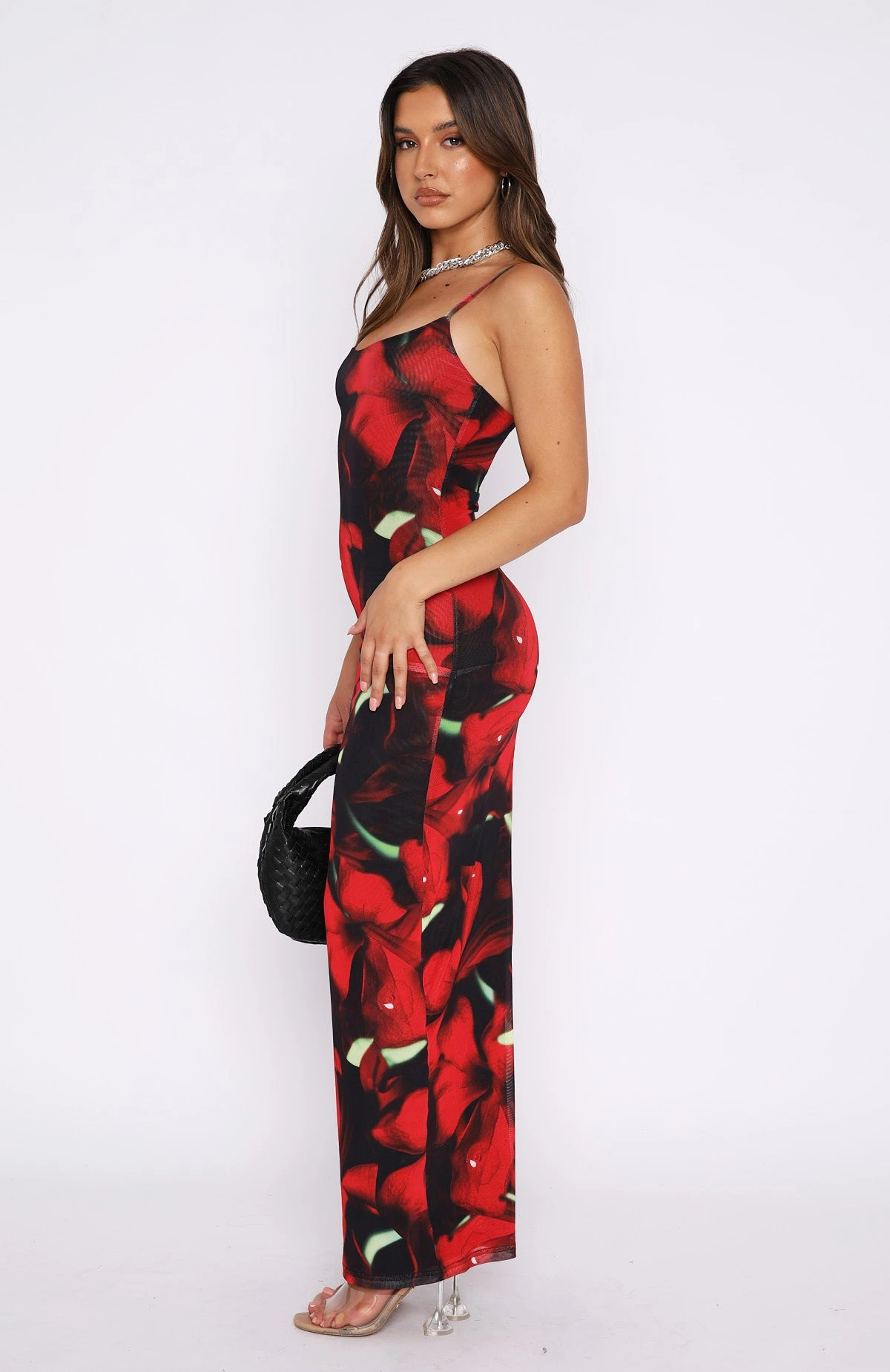 Same Heart Mesh Maxi Dress Red Hibiscus - Image 3