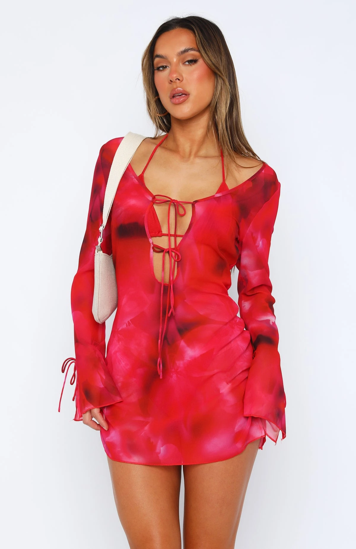 I Believed It Long Sleeve Mini Dress Magenta Floral - Image 2