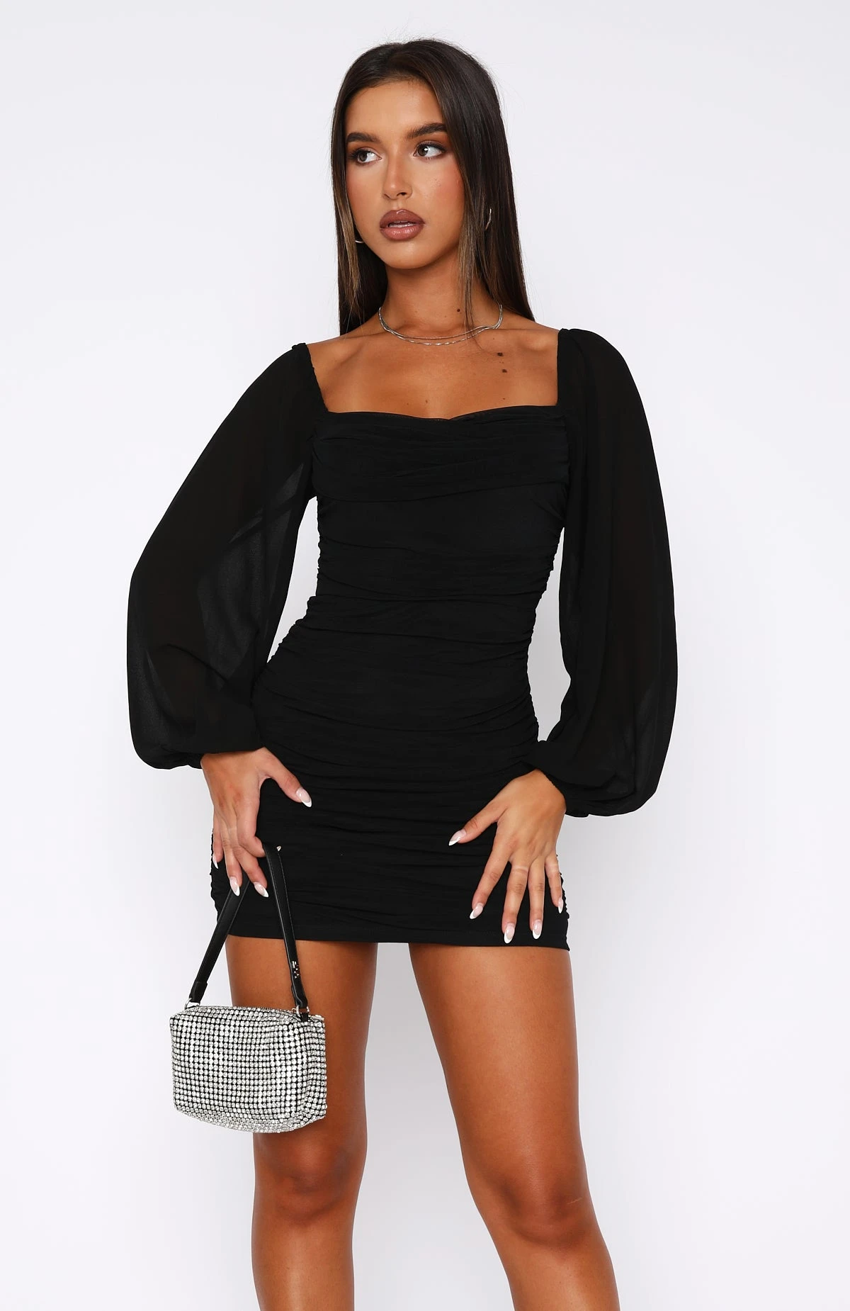 Fly Away With Me Long Sleeve Mini Dress Black - Image 2