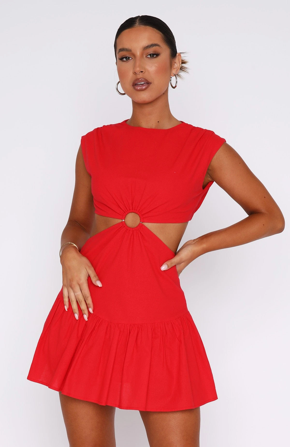 Celebrate You Linen Mini Dress Red - Image 2