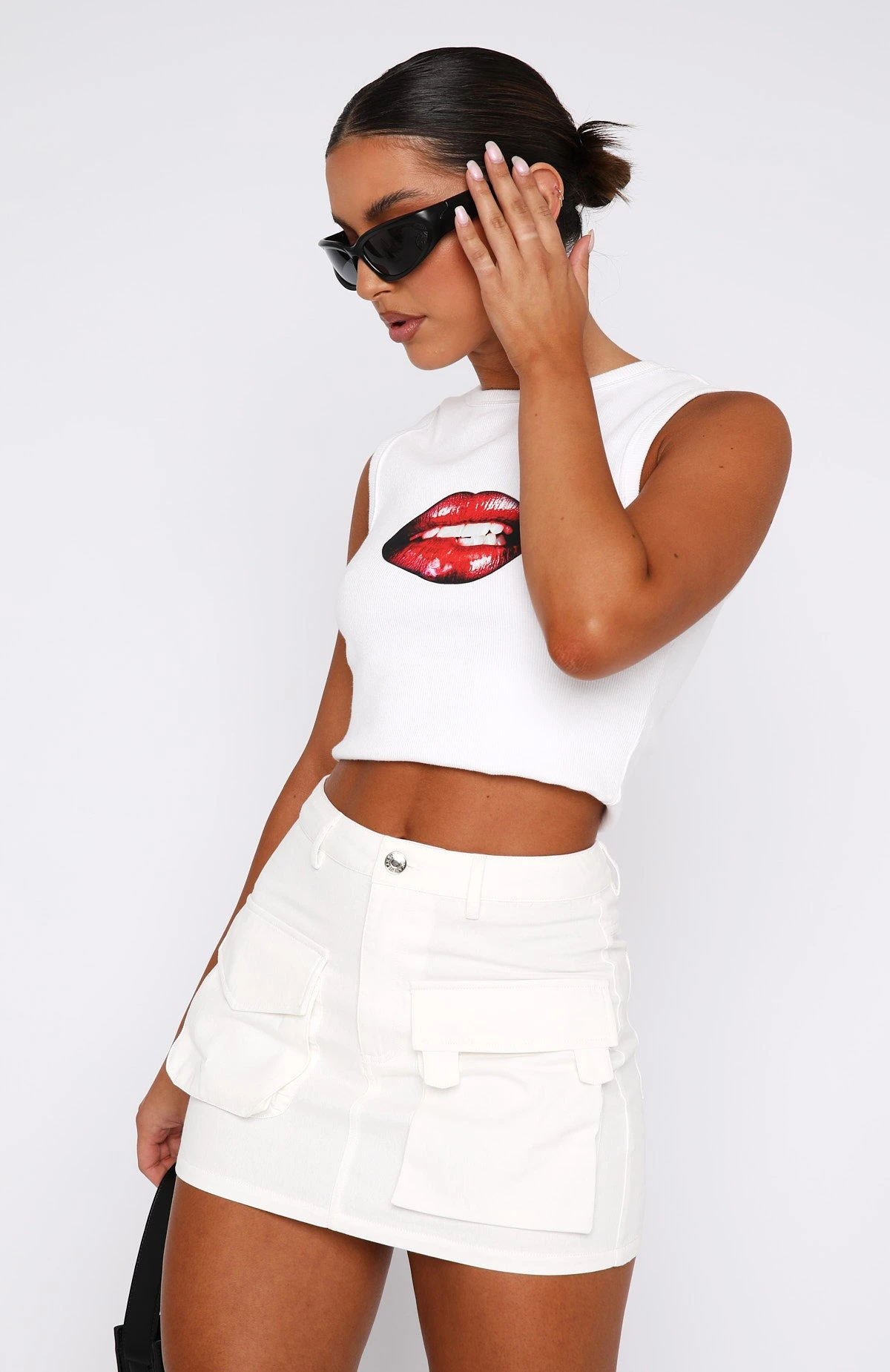 Weekend Travels Cargo Mini Skirt White - Image 2