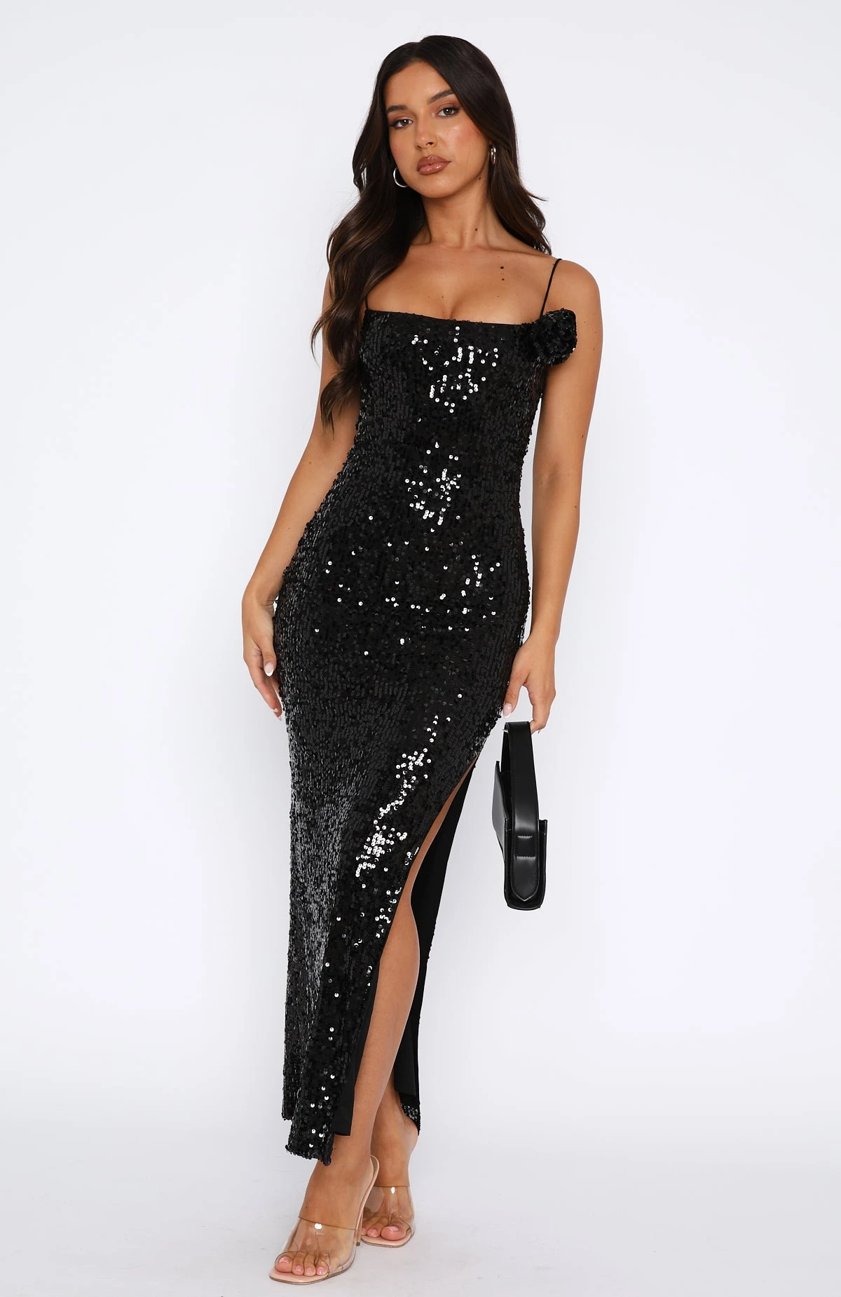Lucky Girl Sequin Maxi Dress Black - Image 2