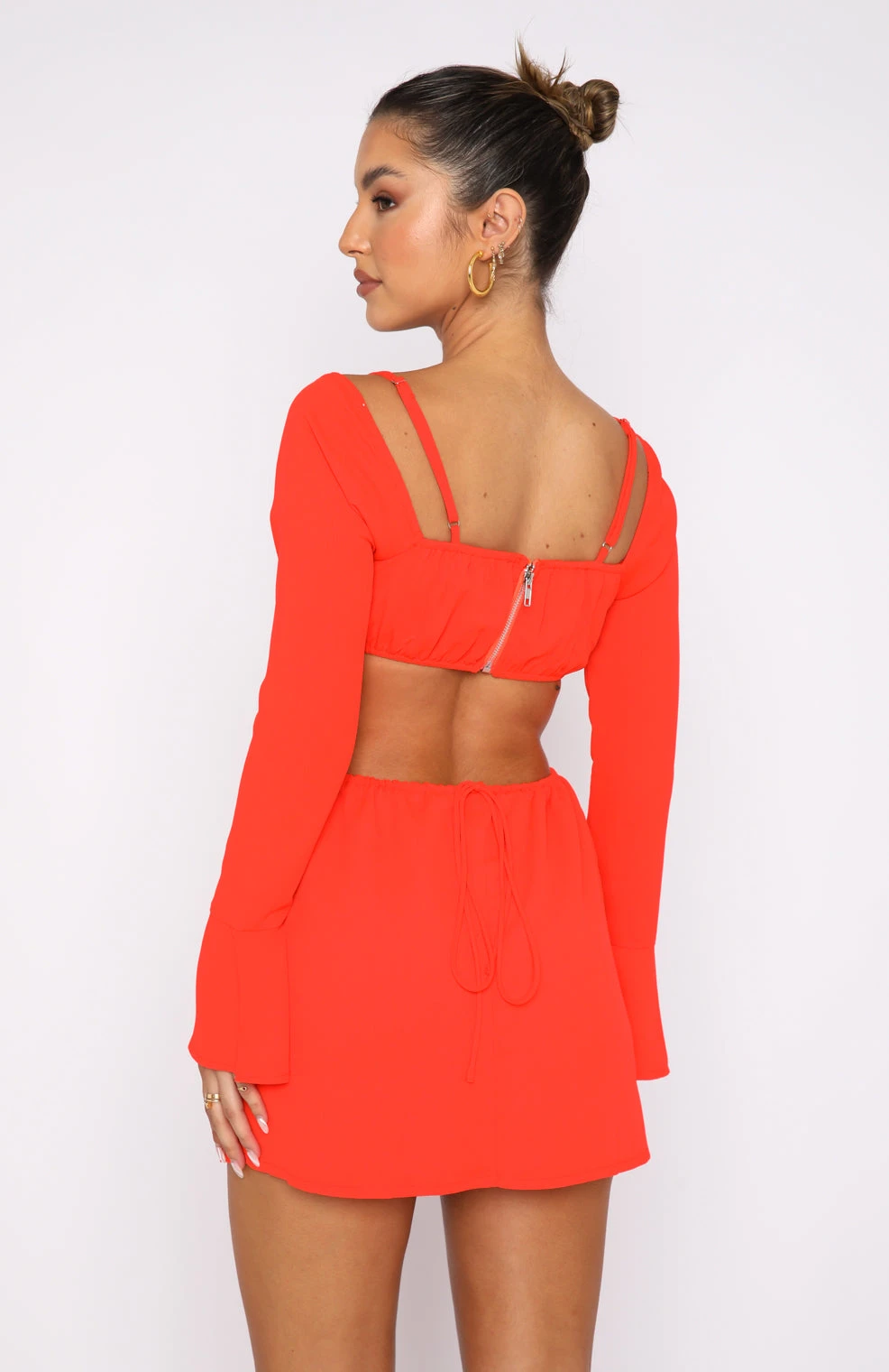 Please Hold Long Sleeve Mini Dress Fiery Red - Image 4
