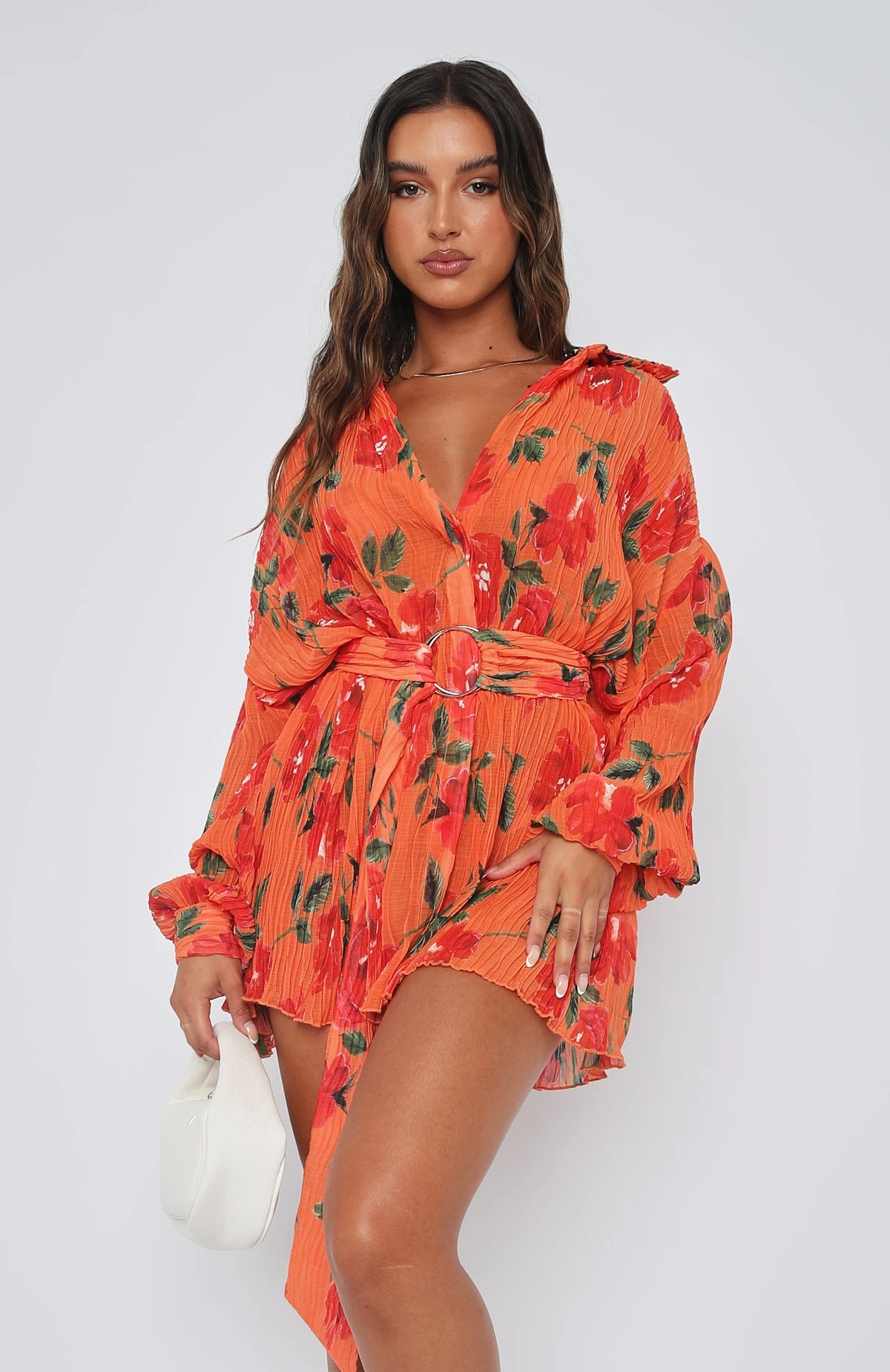 You Drive Me Crazy Long Sleeve Mini Dress Spicy Rose - Image 2