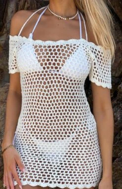 Wanna Be With You Crochet Mini Dress Off White