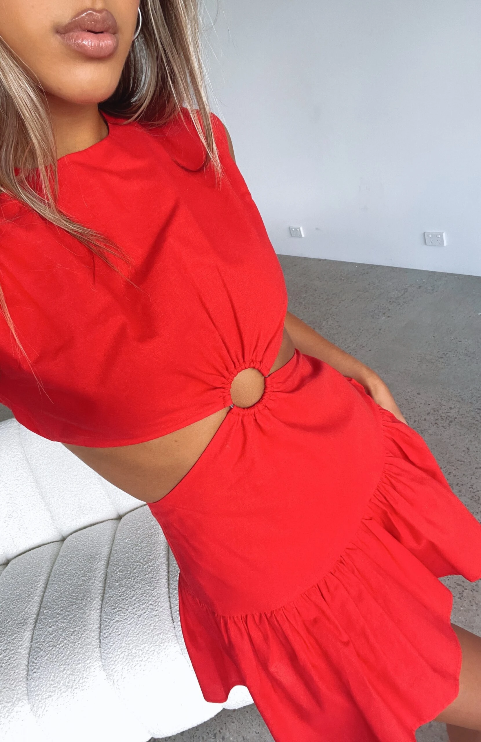 Celebrate You Linen Mini Dress Red - Image 6