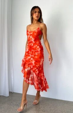 How I Like It Maxi Dress Orange Watercolour
