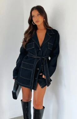 Sweet Moments Long Sleeve Denim Dress Indigo Wash