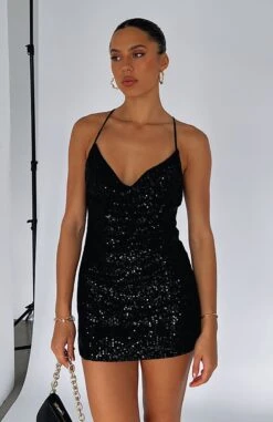 Lost In You Sequin Mini Dress Black