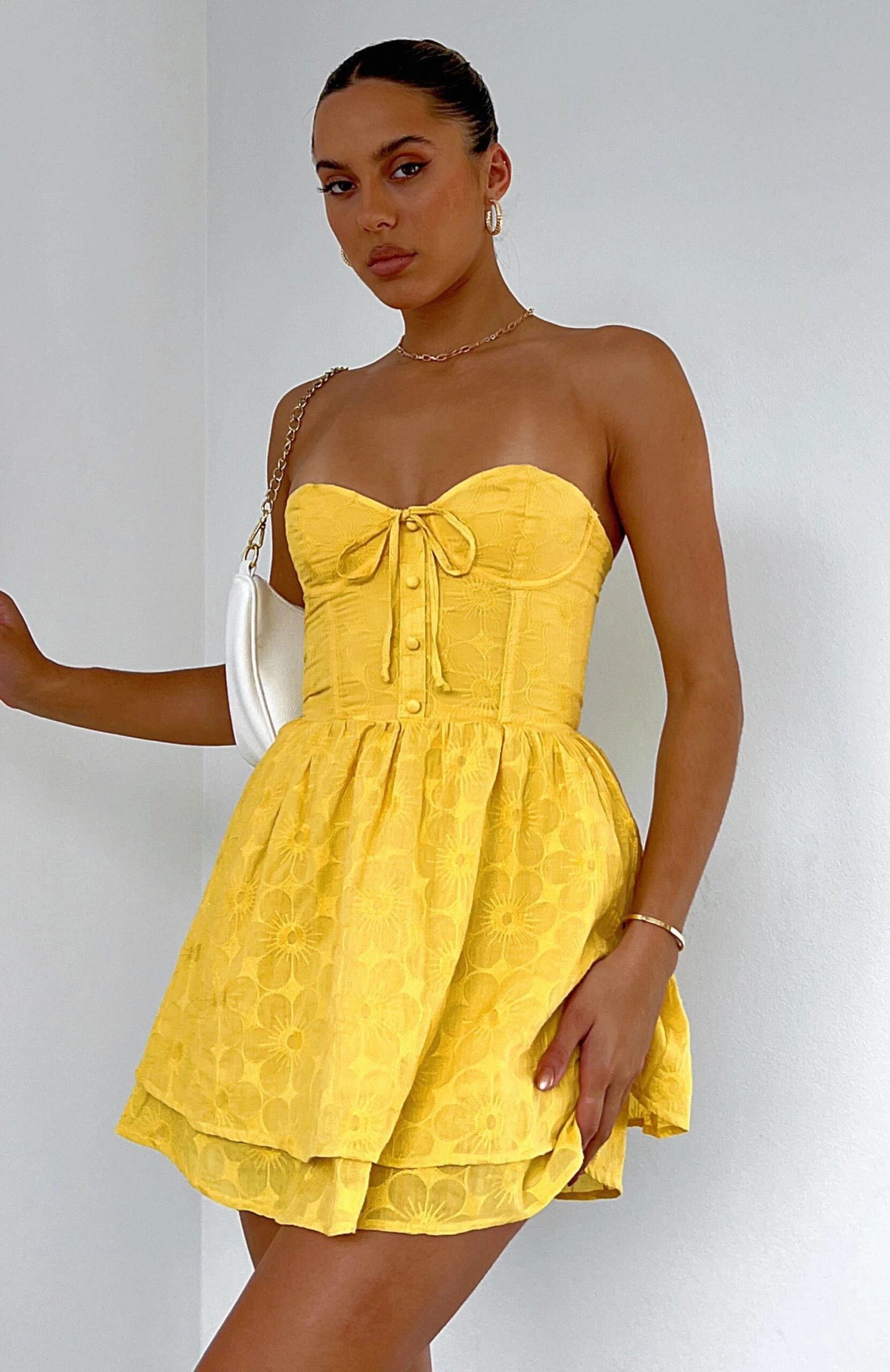 Flowers In The Rain Mini Dress Buttercup