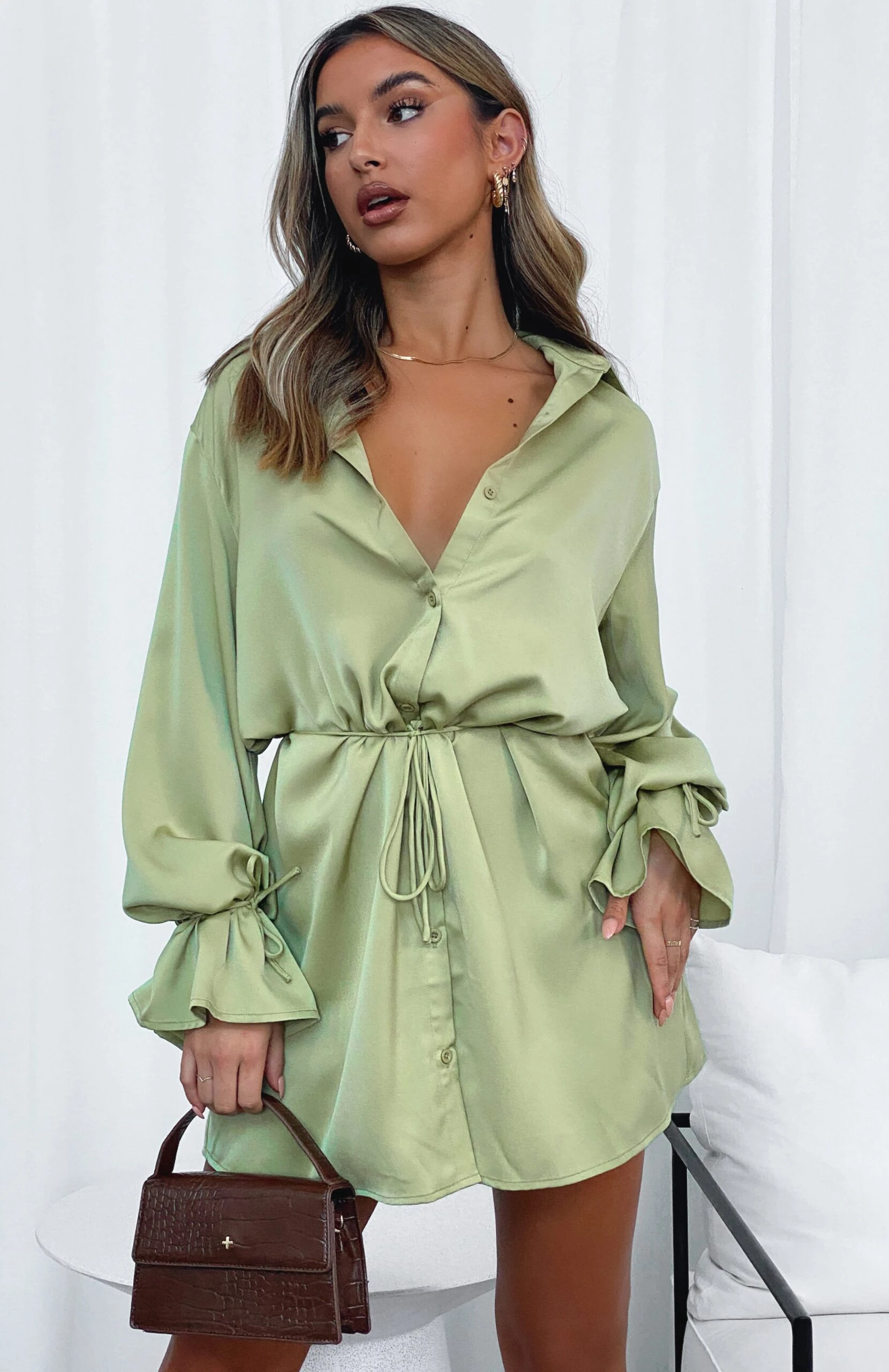 Only Gets Better Mini Dress Matcha