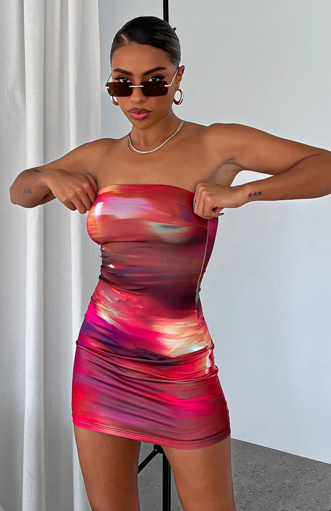 Top Of My Game Strapless Mini Dress Flashing Lights Print - Image 6