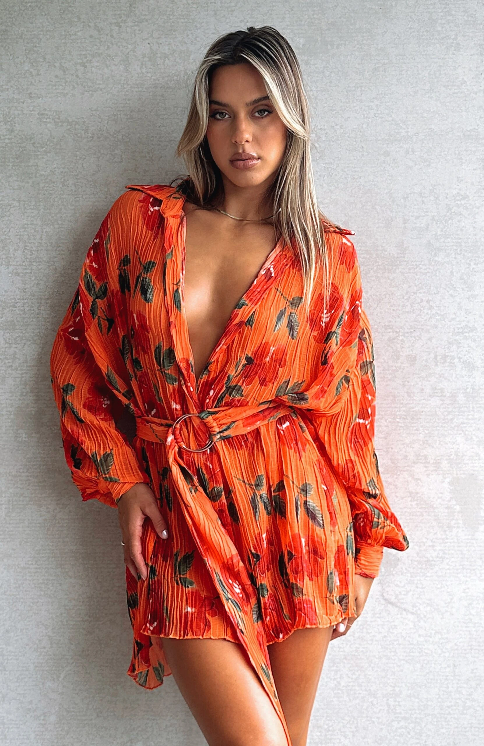 You Drive Me Crazy Long Sleeve Mini Dress Spicy Rose - Image 6