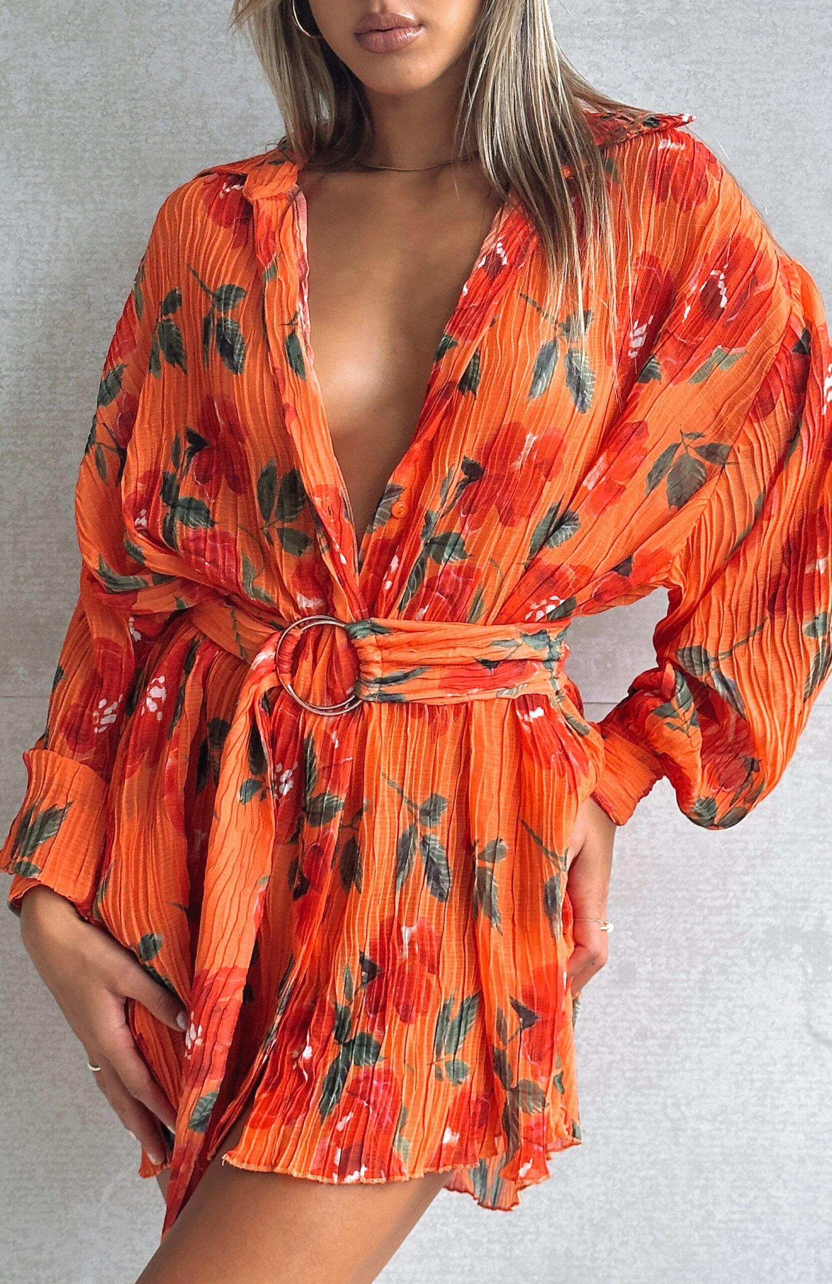 You Drive Me Crazy Long Sleeve Mini Dress Spicy Rose - Image 7