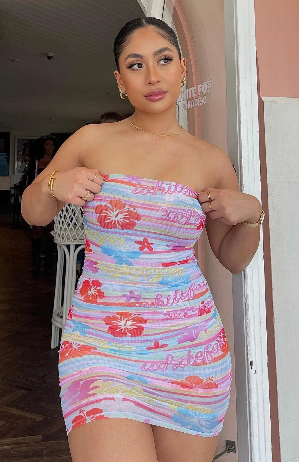 In For It Mesh Mini Dress Tropical Horizon - Image 8