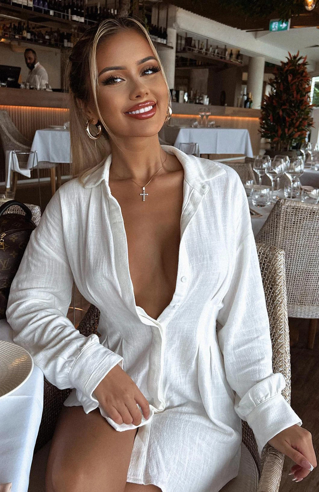 Feels Like A Holiday Shirt Dress White